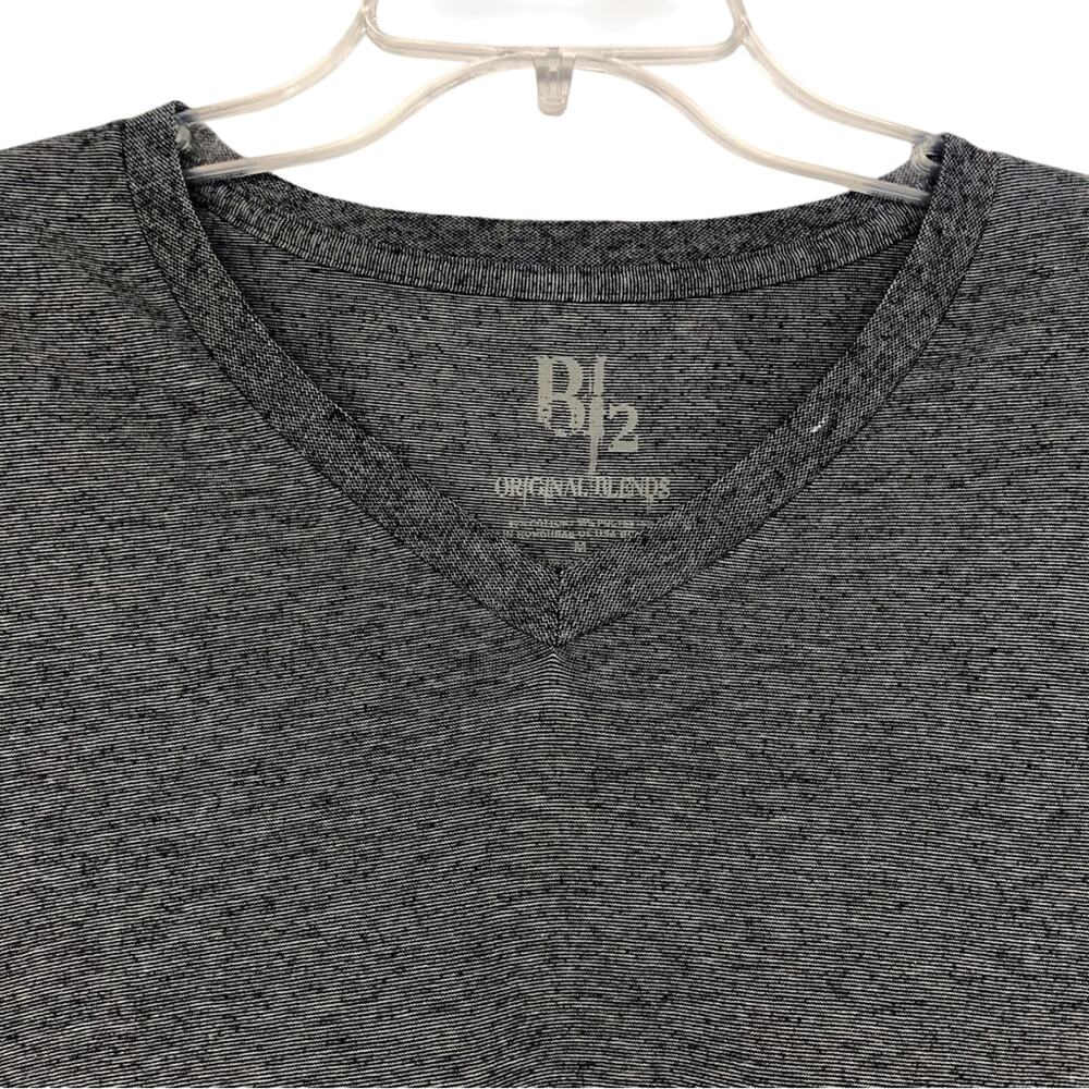 Men's B2 Original Blends Charcoal Black White Slub Knit V Neck T Shirt - Picture 4 of 16